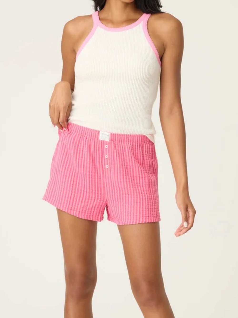 PJ Salvage Back From The Beach Racerback Cami & Striped Gauze Shorts NWT Size XL